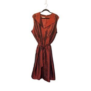 ￼ London times plus size women’s burgundy midi taffeta dress size 24W